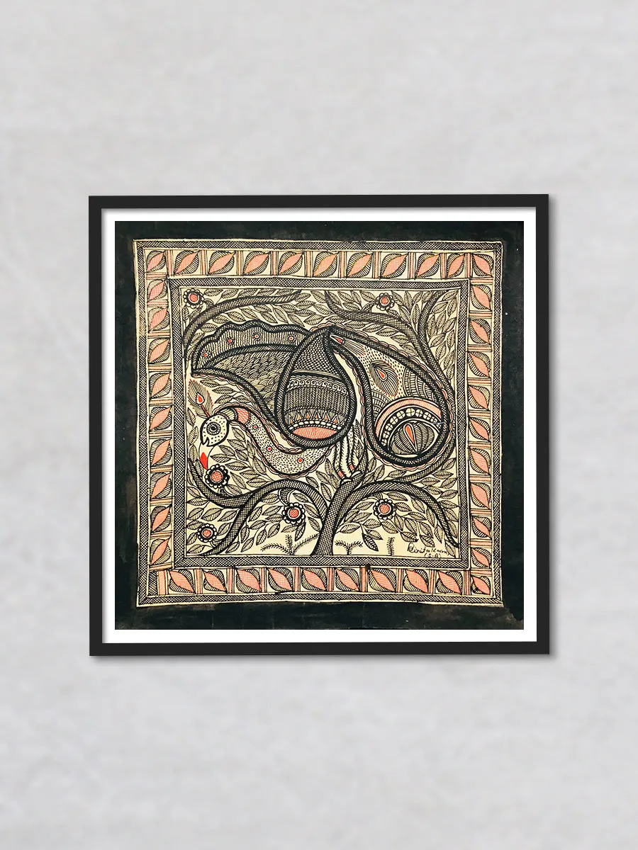 Avian beauty – A tapestry of Madhubani Art, Madhubani Painting by Ambika Devi