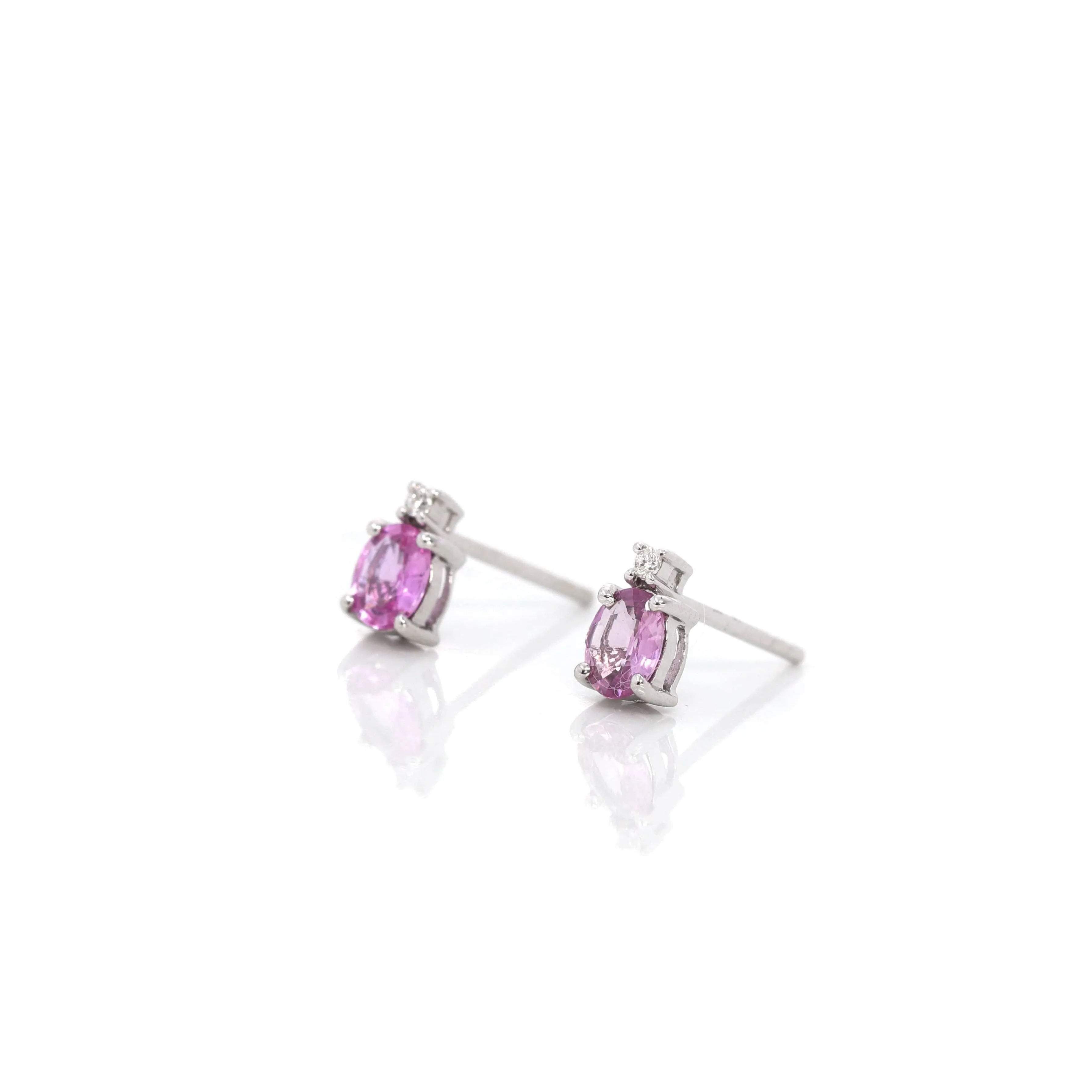 Baikalla? 14k Classic White Gold Natural 3/4ct Pink Sapphire Earrings w/Diamond Halo