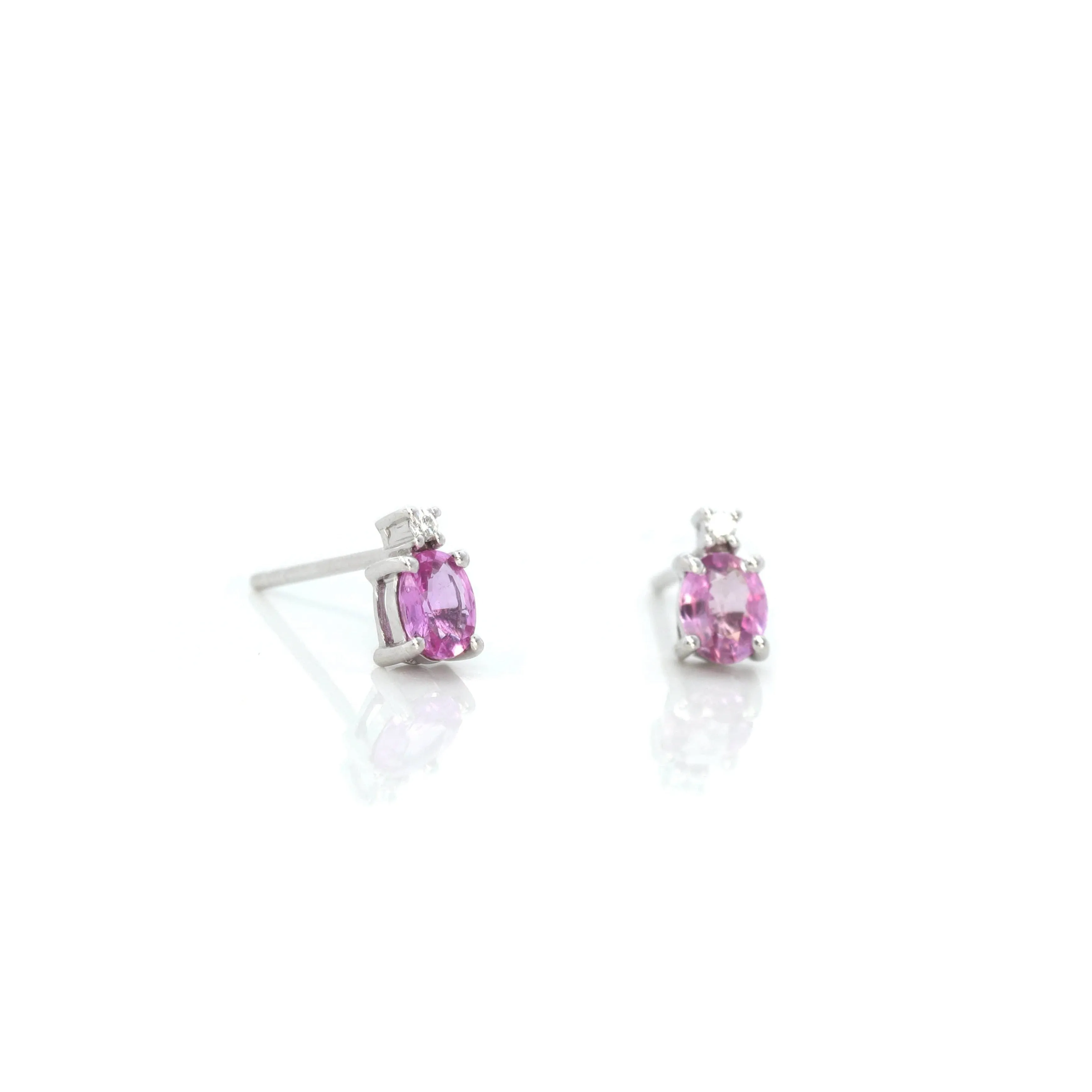 Baikalla? 14k Classic White Gold Natural 3/4ct Pink Sapphire Earrings w/Diamond Halo