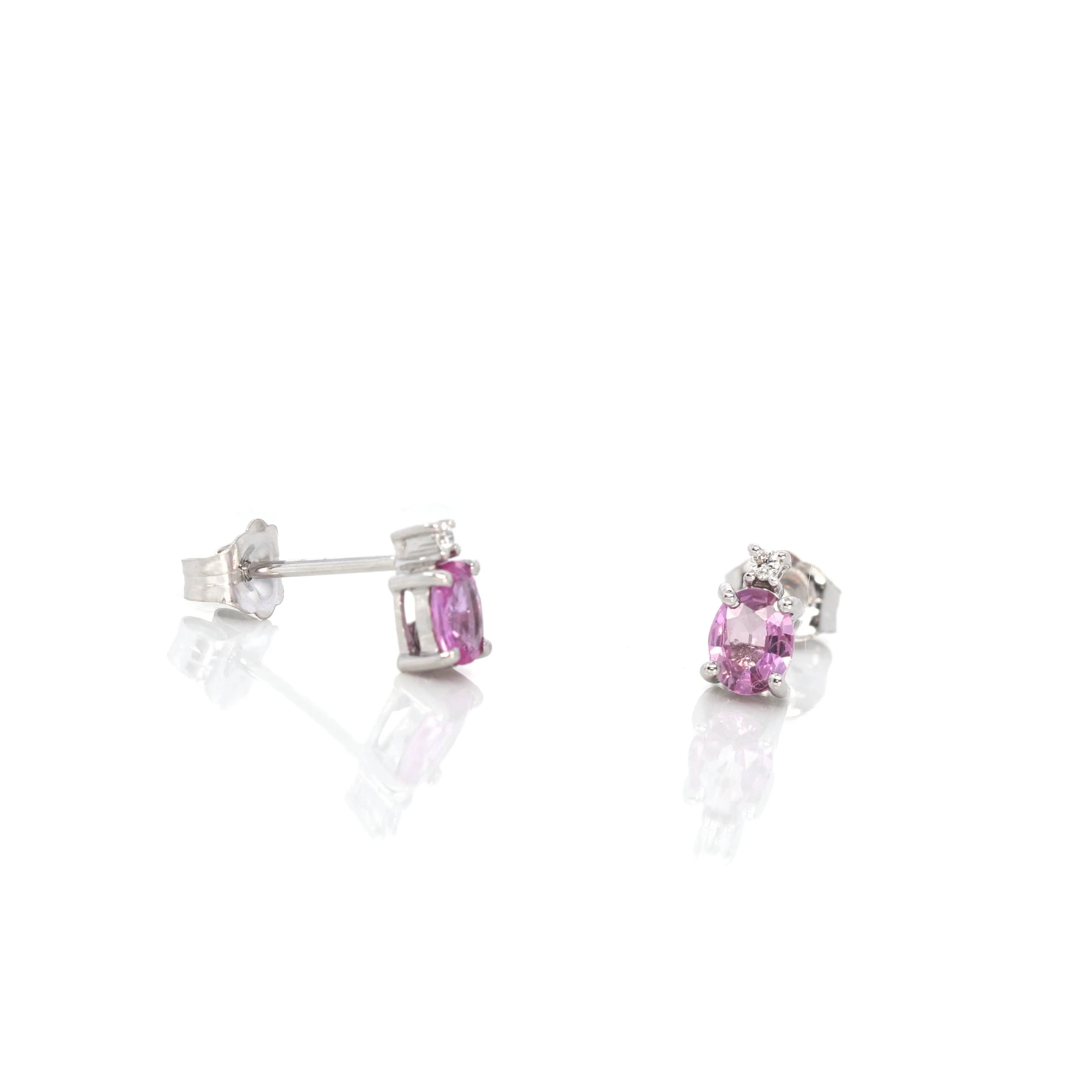 Baikalla? 14k Classic White Gold Natural 3/4ct Pink Sapphire Earrings w/Diamond Halo