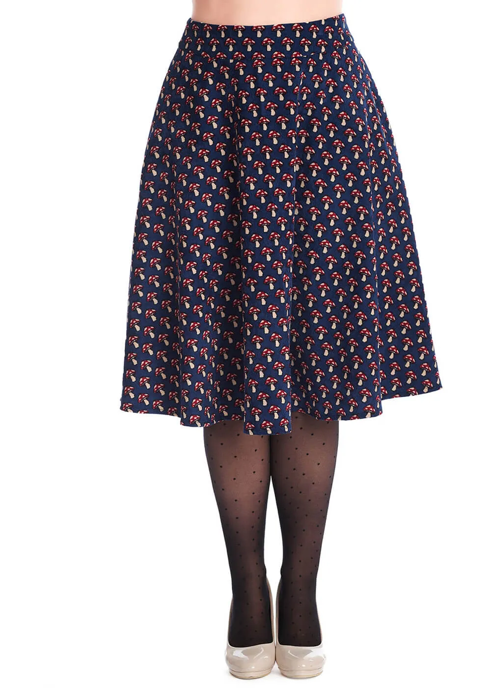 Banned Mushroom Adventures 50's Swing Skirt Blue