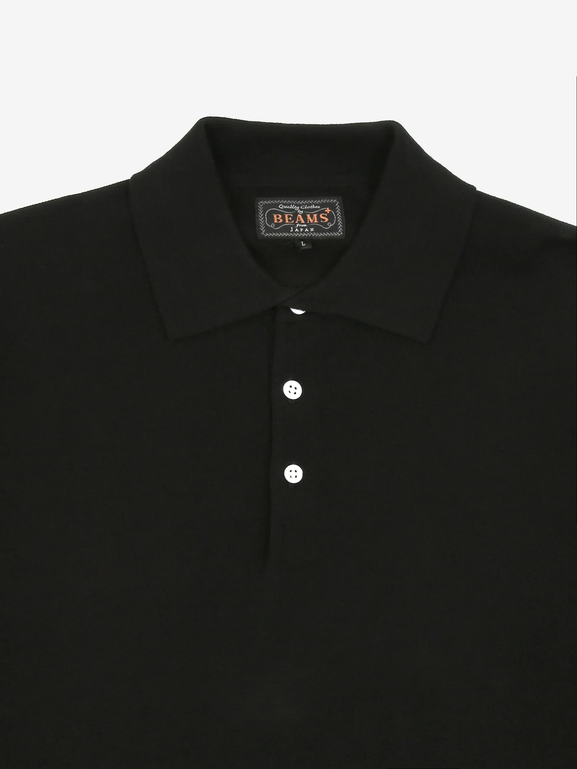 Beams Plus Knit Cotton Polo Shirt 12G - Black