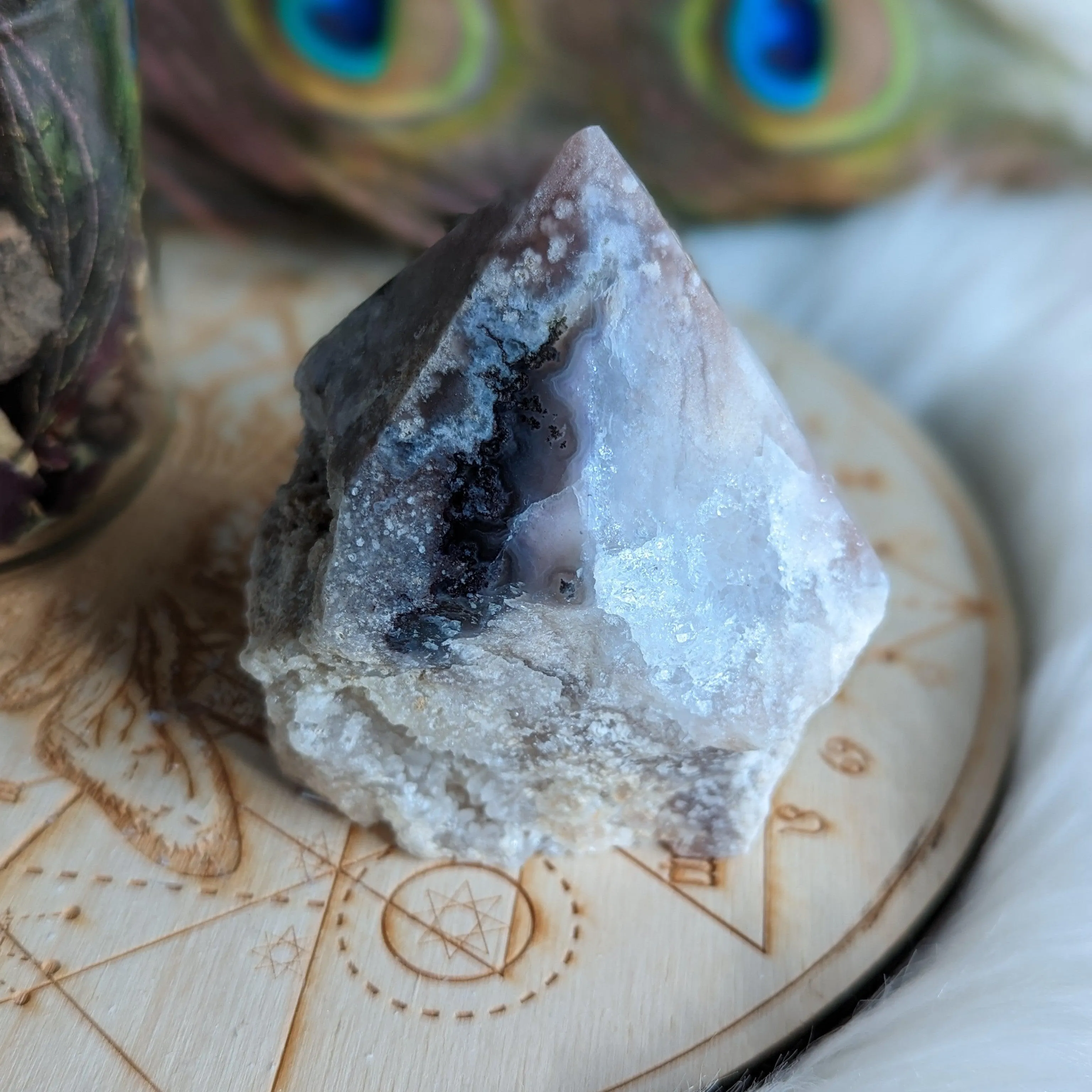 Beautiful Pink Amethyst Point #4 with Druze ~ Grid Focal Point for Healing Energies