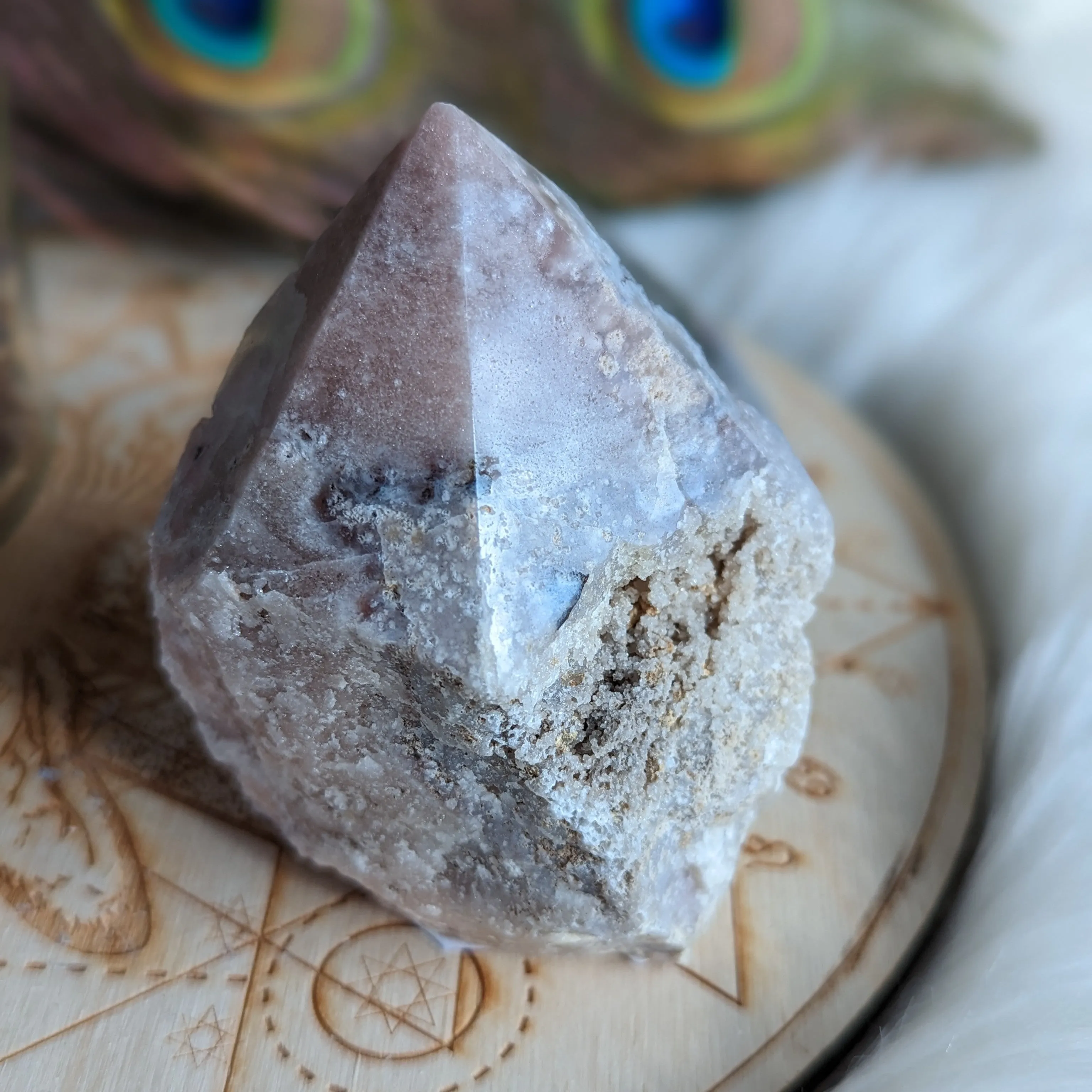 Beautiful Pink Amethyst Point #4 with Druze ~ Grid Focal Point for Healing Energies