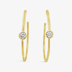 Bezel Set Round 0.15CT 1 Hoop Earrings