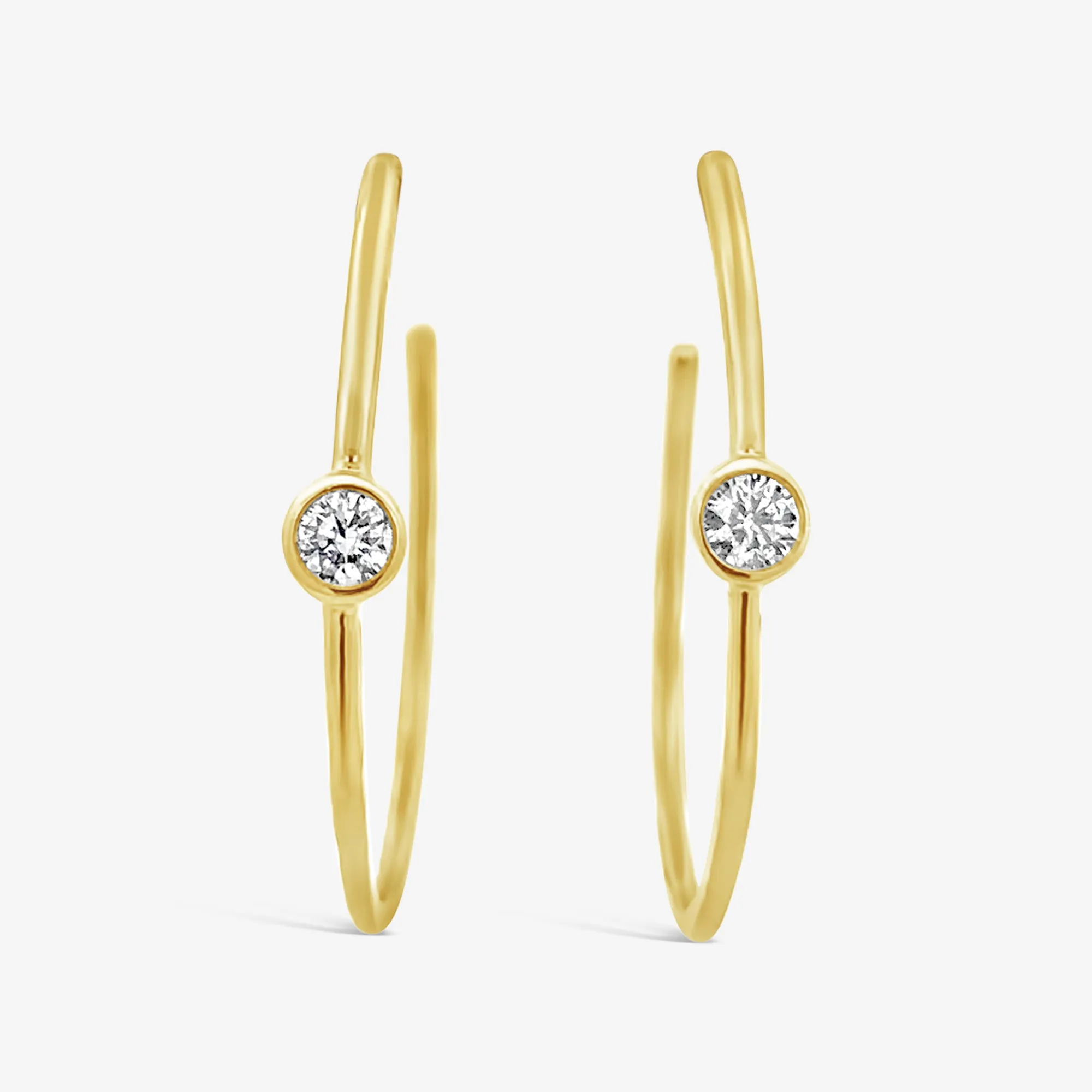 Bezel Set Round 0.15CT 1 Hoop Earrings