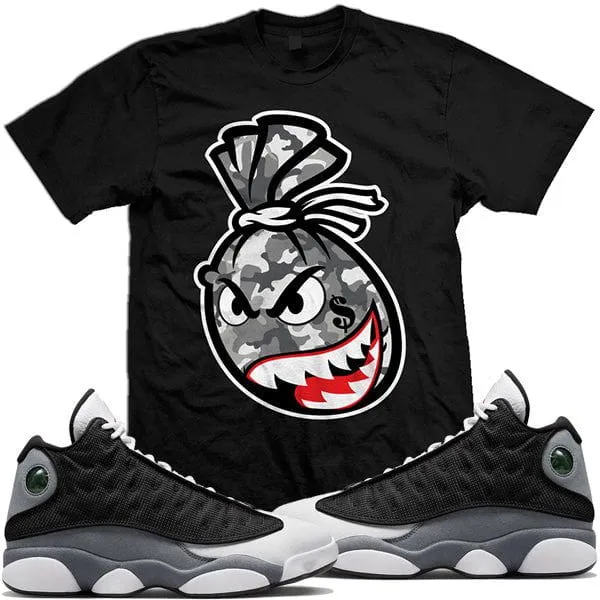 Black Flint 13s Sneaker Shirt to Match : Jordan Retro 13 Black Flint Sneaker Tees : CAMO MONEY