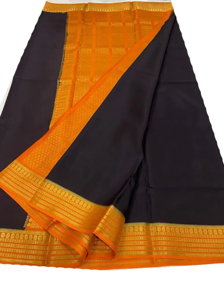 Black Handloom Mysore Crepe Silk Saree