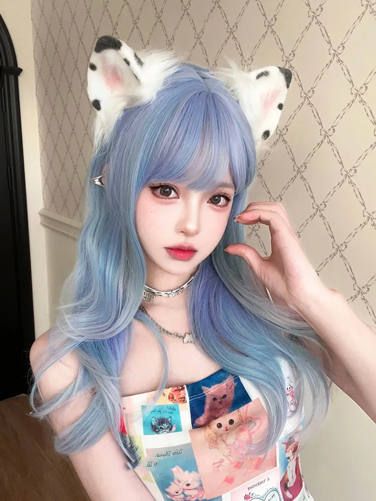 blue long curly wig  KF81022