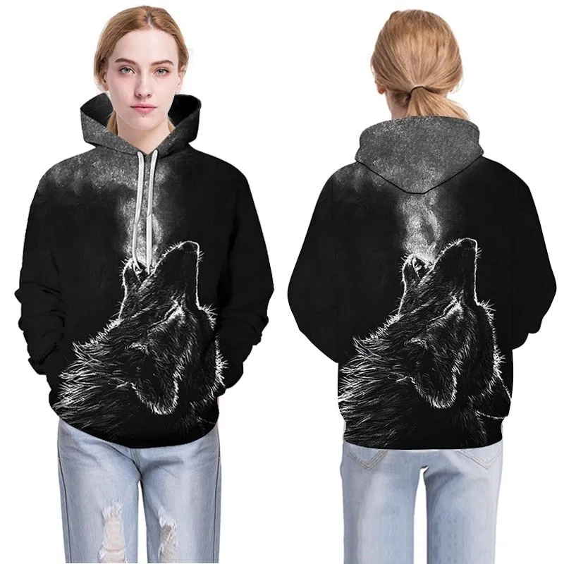 Blue rose Wolf Hoodies Men 3D Sweatshirts Harajuku Hoody Quality Pullover Streatwear Tracksuits hip hop tops