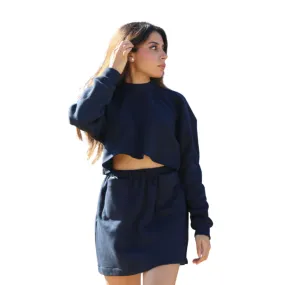 Blue Skirt & Crop Top Set