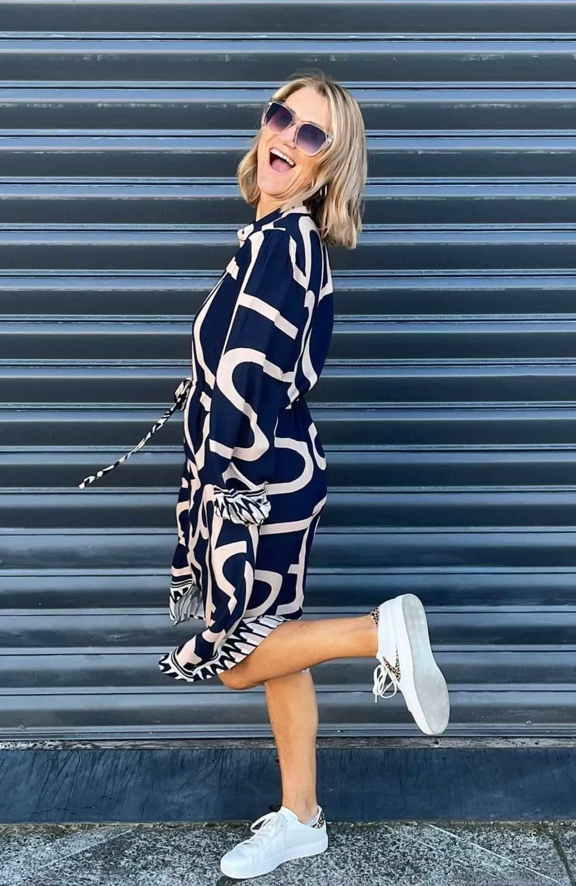 Boho Australia Vinny Dress Navy Print