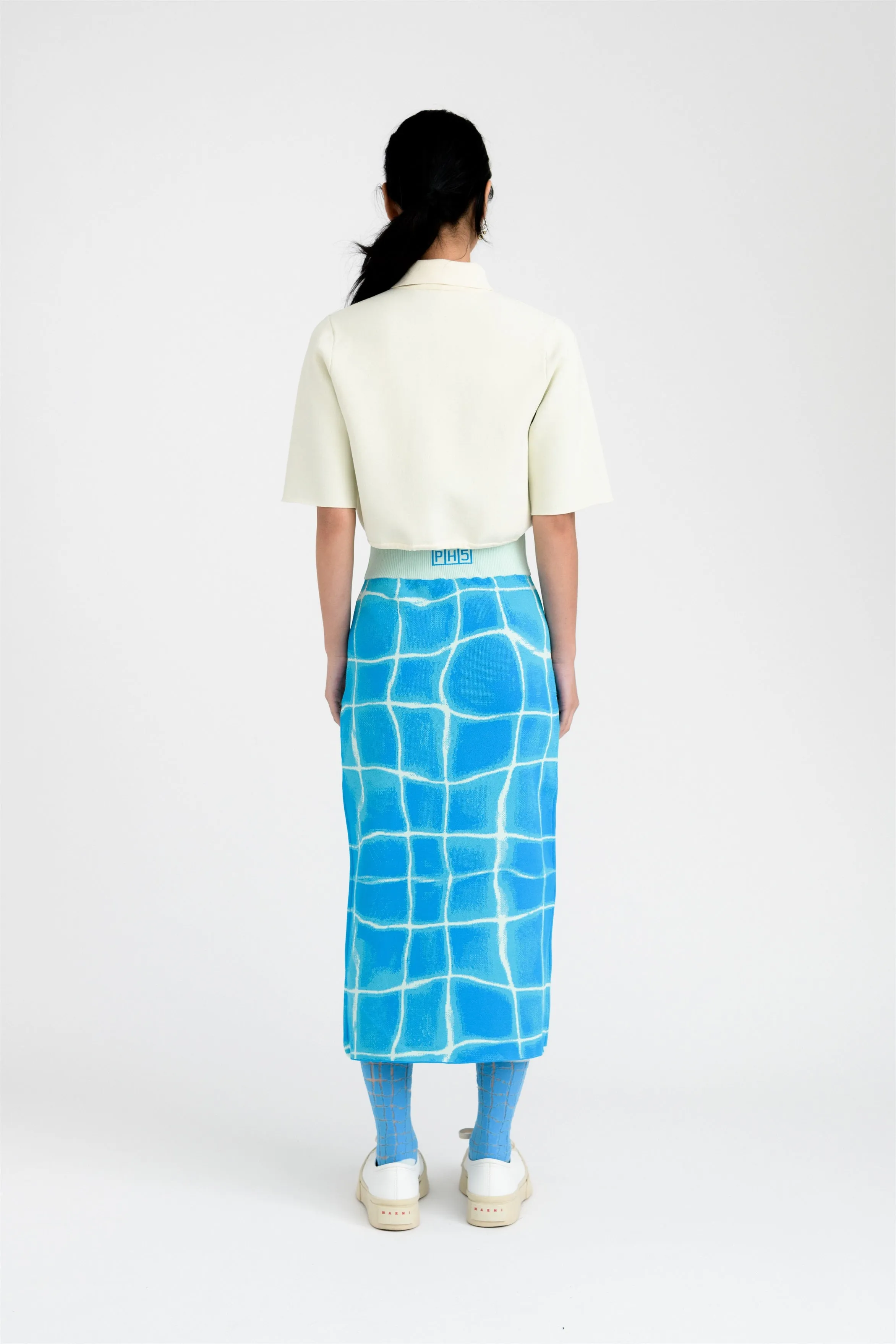 BONNIE AQUA MIDI SKIRT