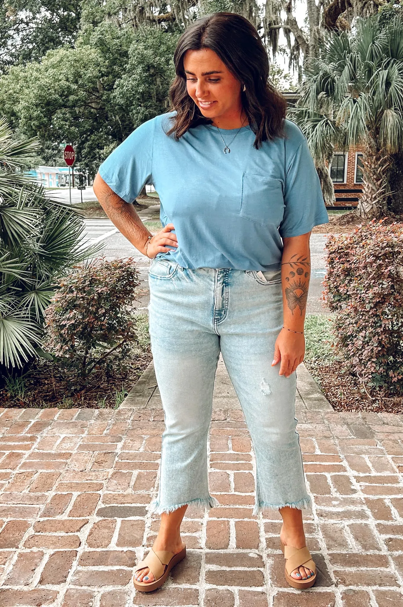 Boxy Babe Pocket Tee | Blue