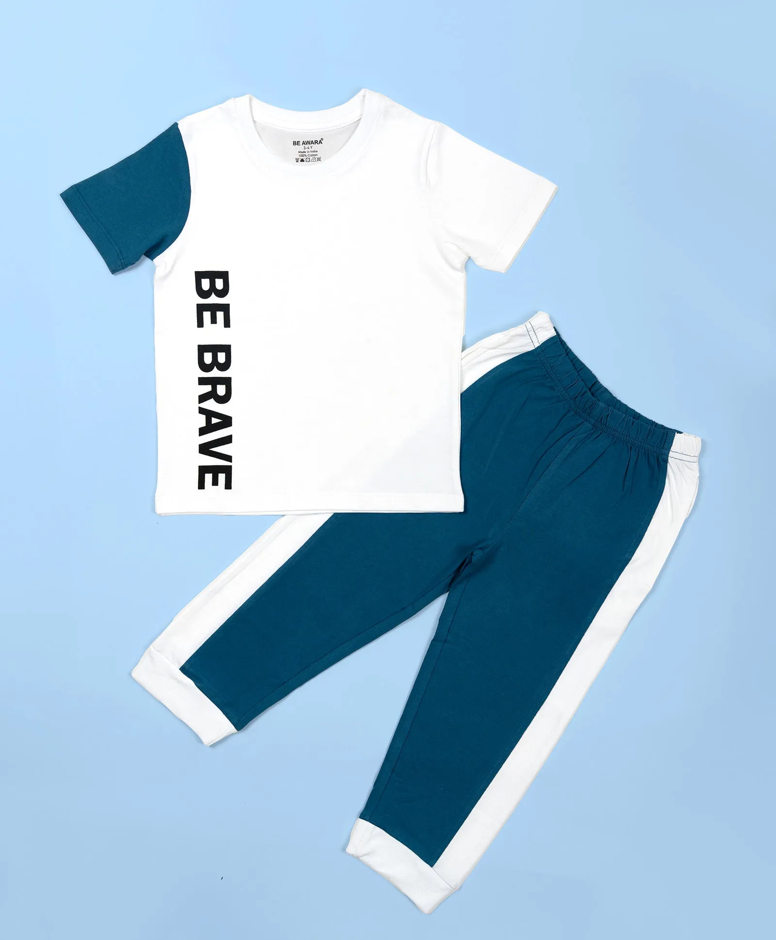 Boys Be Brave Print Half Sleeves T-Shirt & Lounge Pant Set