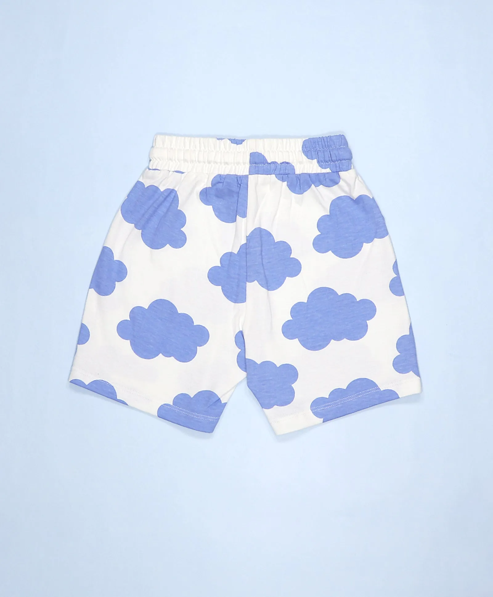 Boys Cloud Print Drop Shoulder T-Shirt & Shorts Set