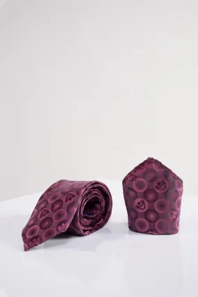 BUBBLES - Berry Bubble Circle Print Tie and Pocket Square Set