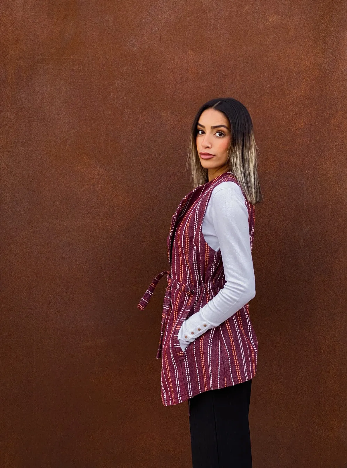 Burgundy Grace Cotton Vest