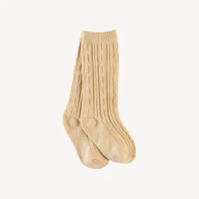 cable knee high socks | buff | organic cotton cable knit