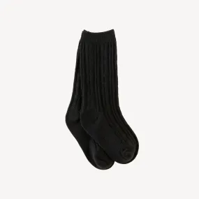 cable knee high socks | midnight | organic cotton cable knit