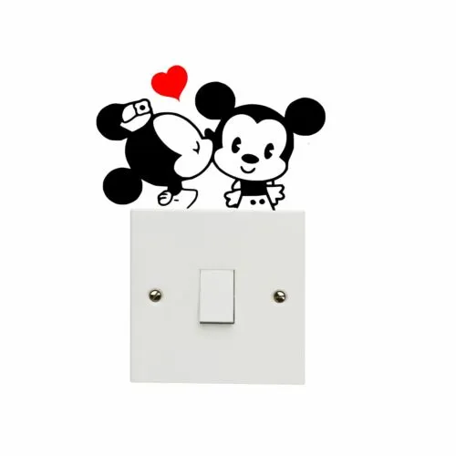 Cartoon Mouse Light Switch Decal Vinyl Sticker Mickey Minnie Love Kiss Kissing