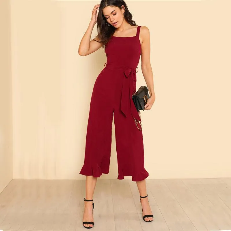 CHIC ANKLE RUFFLE JUMPSUIT