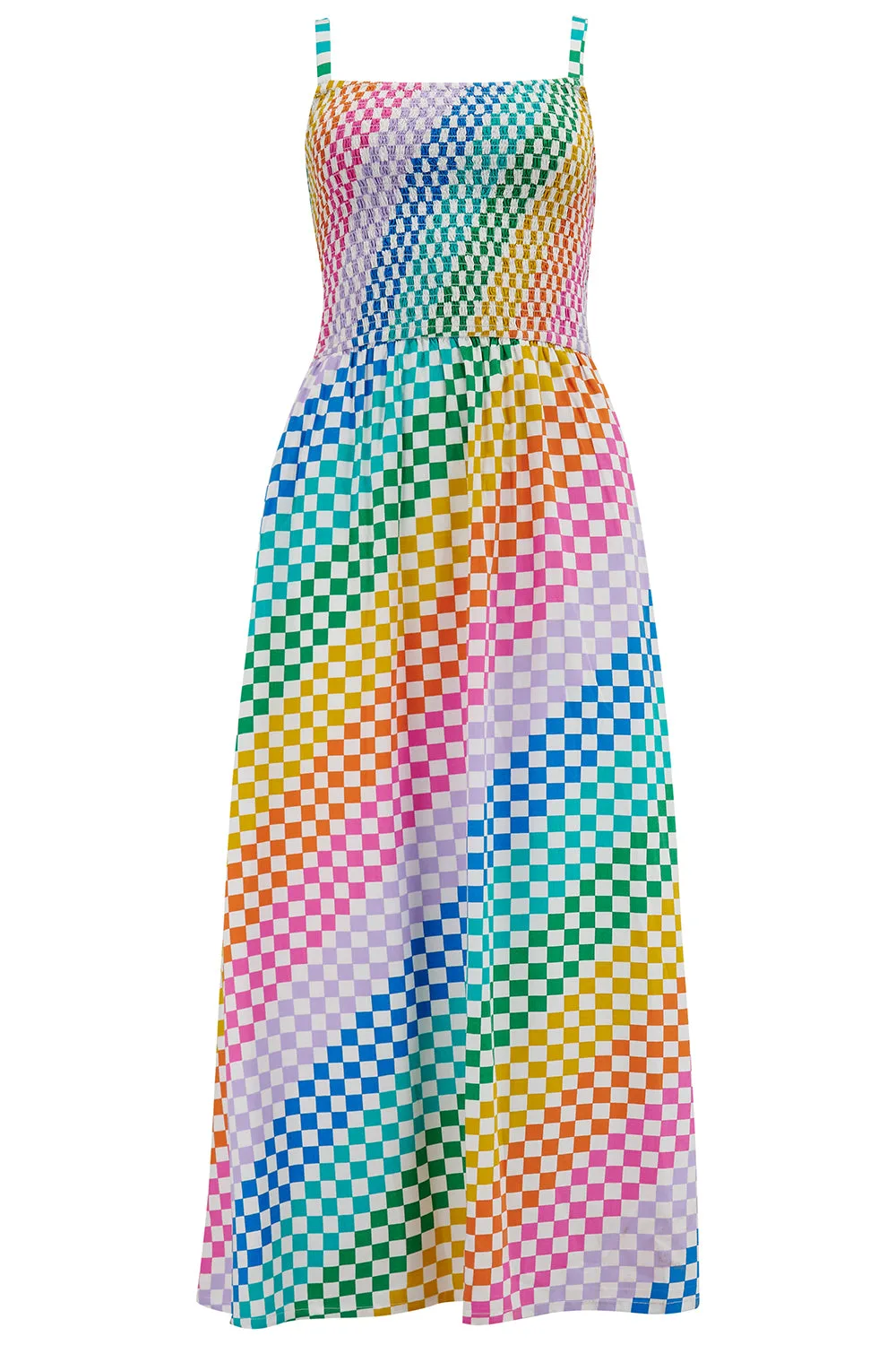 Christabel Sundress - Multi, Rainbow Checkerboard