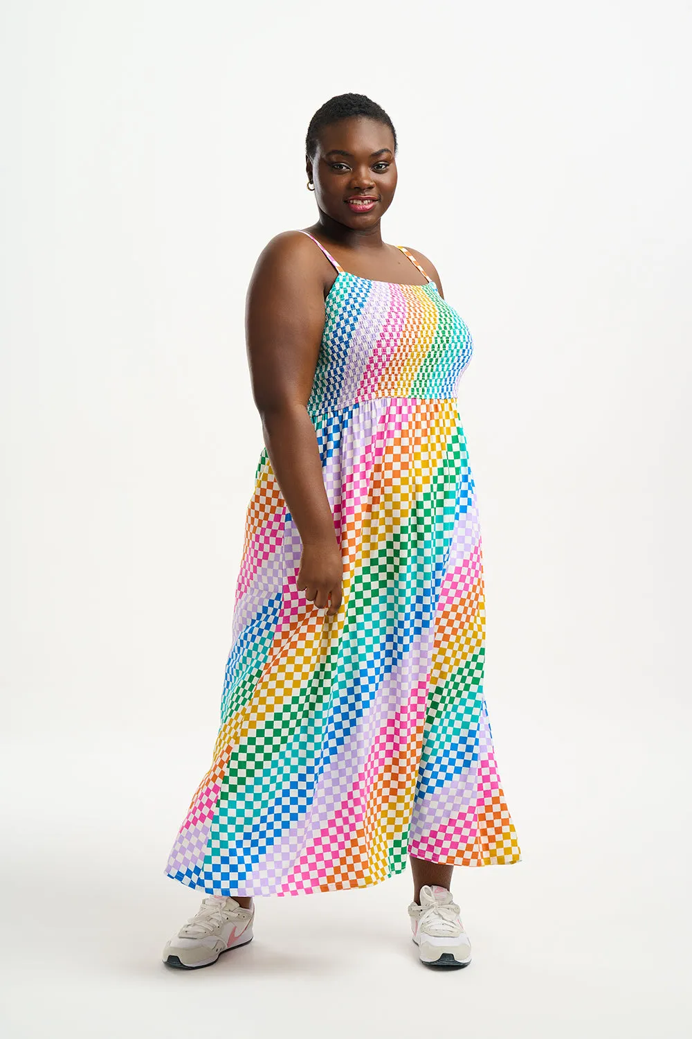 Christabel Sundress - Multi, Rainbow Checkerboard