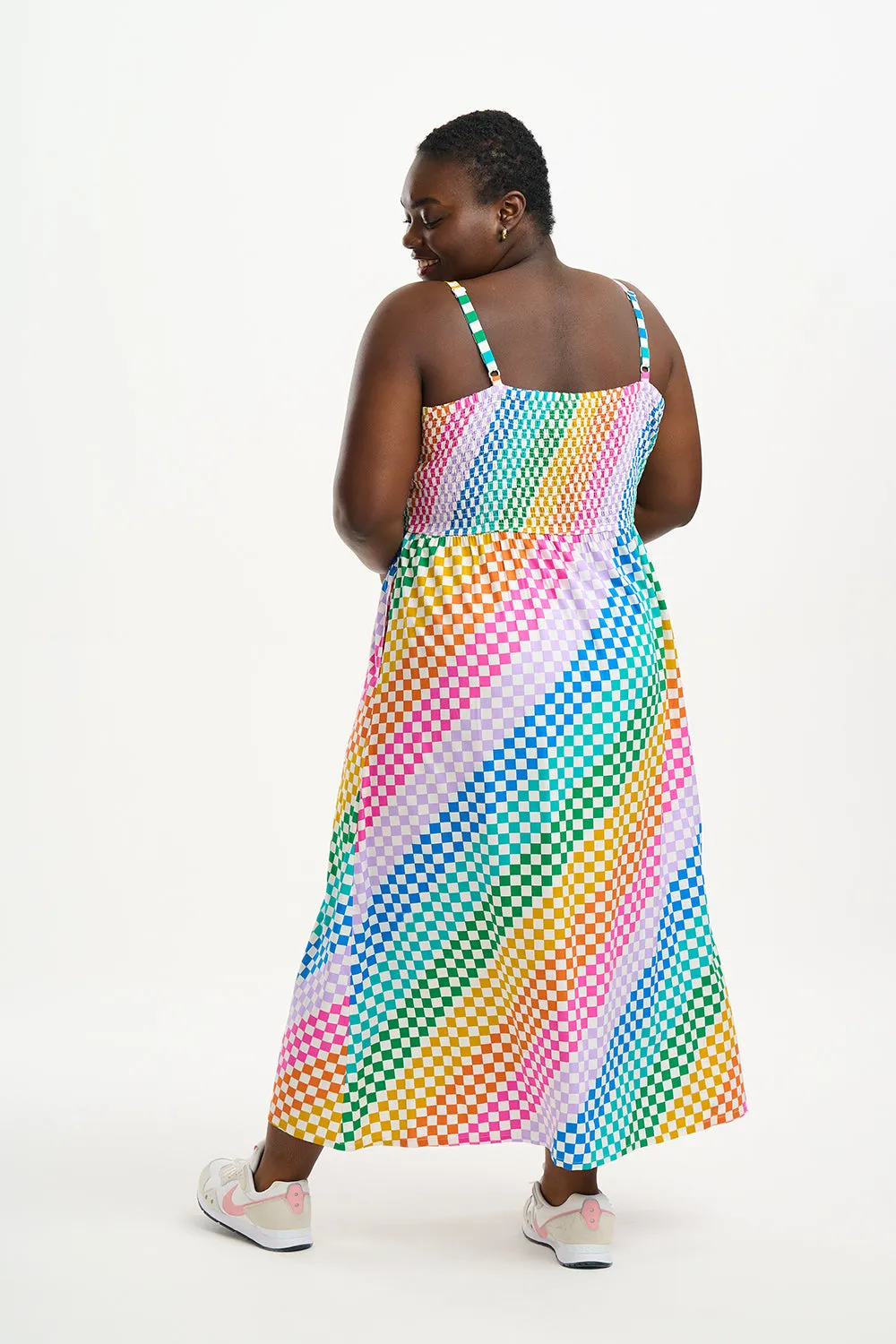 Christabel Sundress - Multi, Rainbow Checkerboard