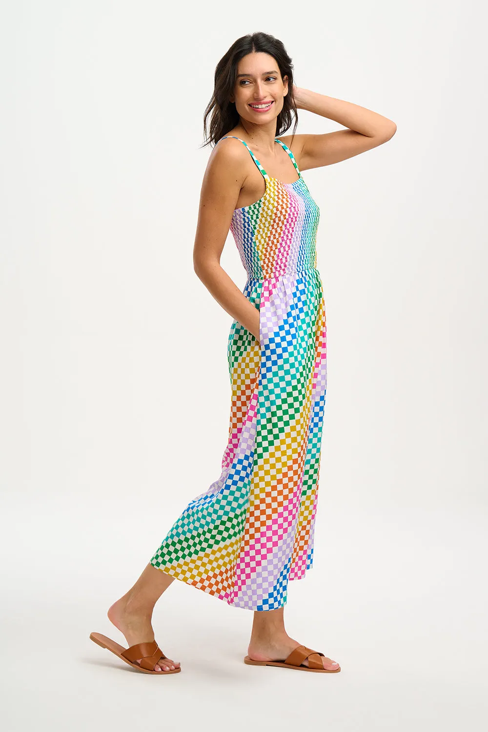 Christabel Sundress - Multi, Rainbow Checkerboard