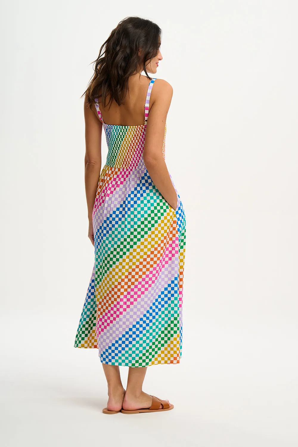 Christabel Sundress - Multi, Rainbow Checkerboard