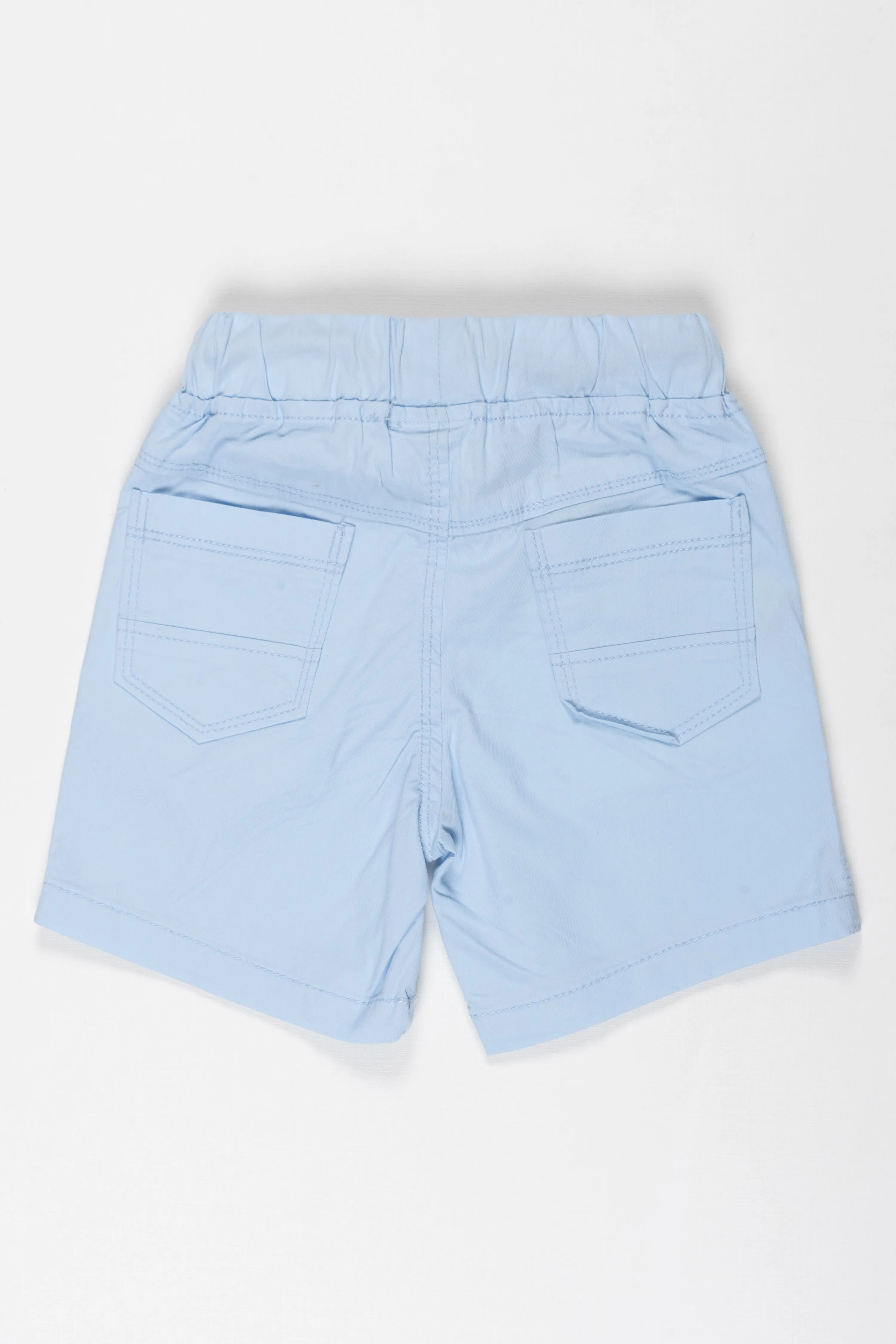 Classic Boys Light Grey Cotton Shorts with Iconic Embroidery