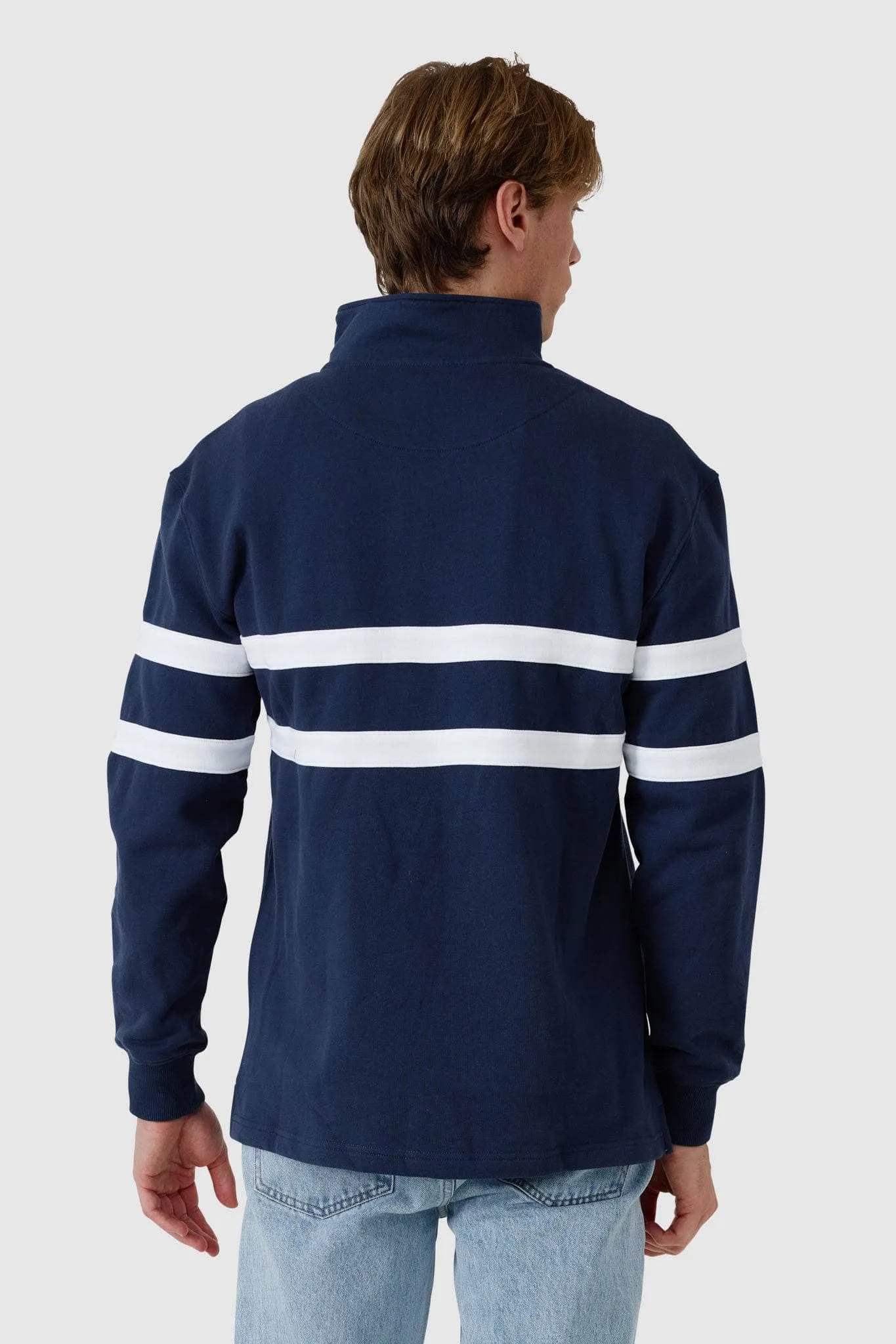 Collegiate Stripe Quarter Zip Navy