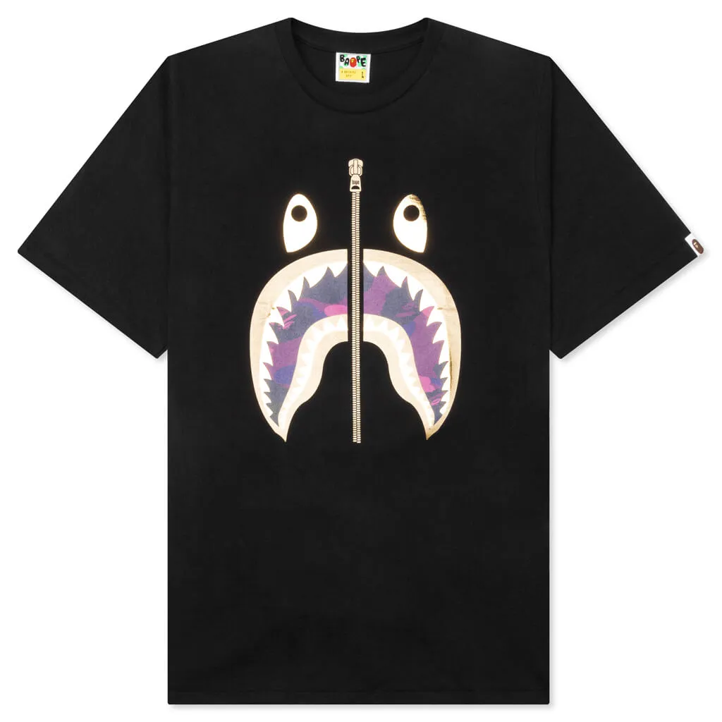 Color Camo Shark Tee - Black/Purple