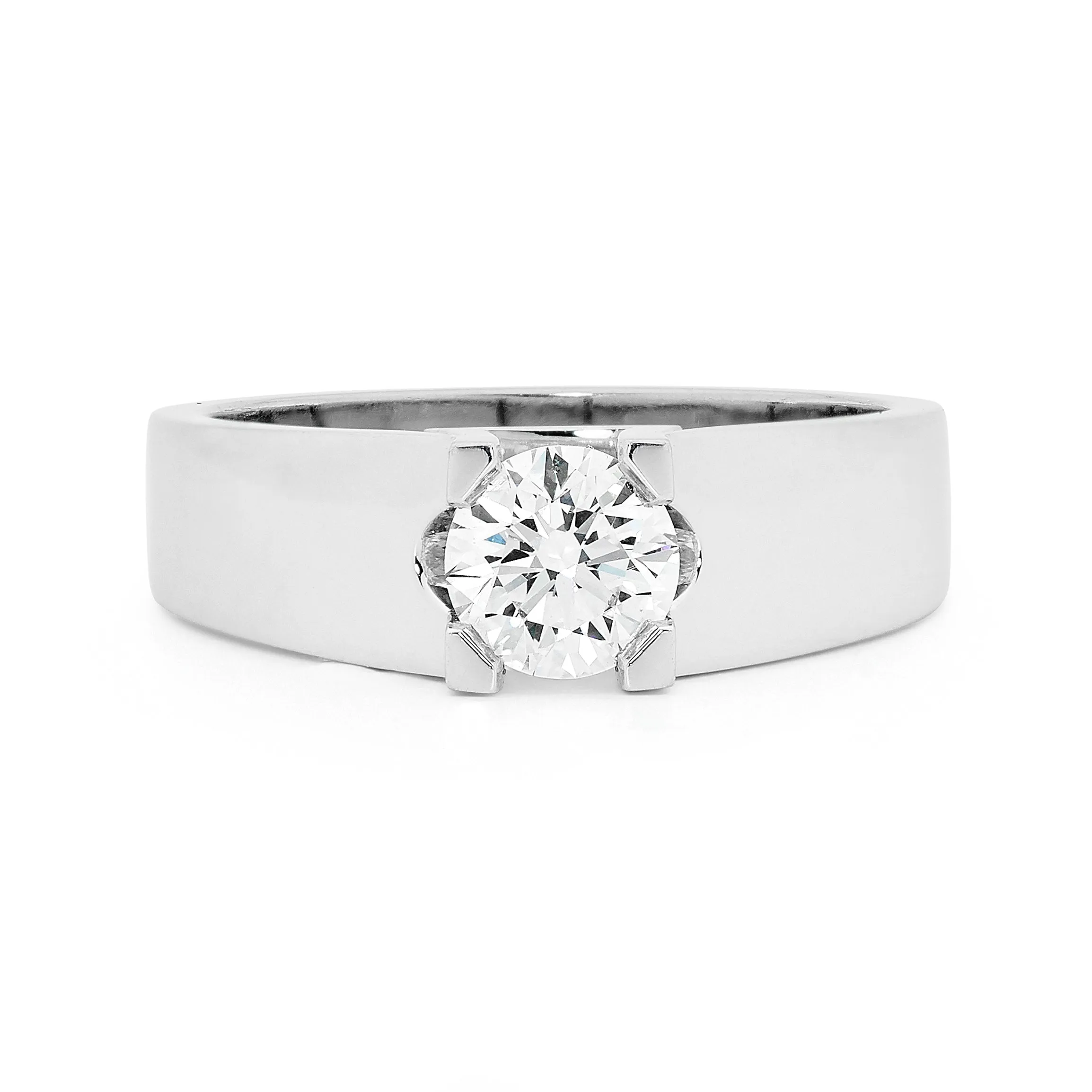 Contemporary solitaire engagement ring