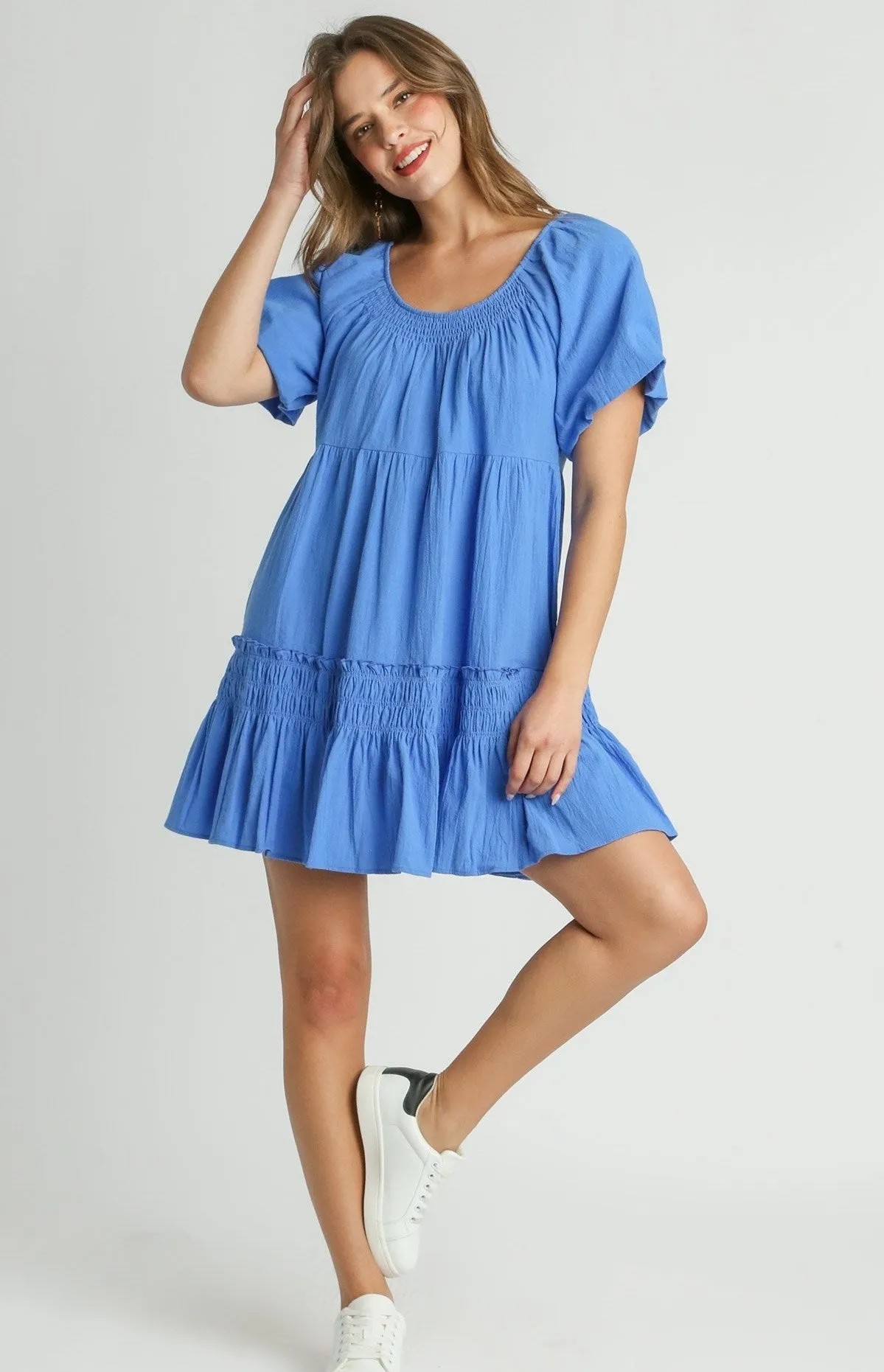 Cotton Tiered Mini Dress