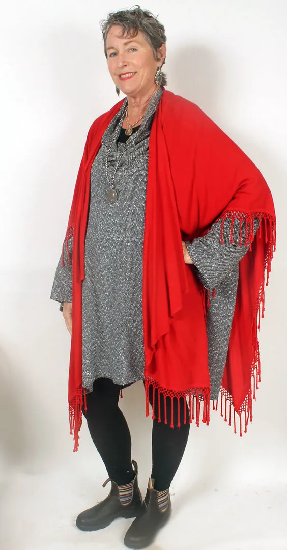 Dairi Fashions Fringe Ruana Jacket Moroccan Cotton Combo Sml-9x