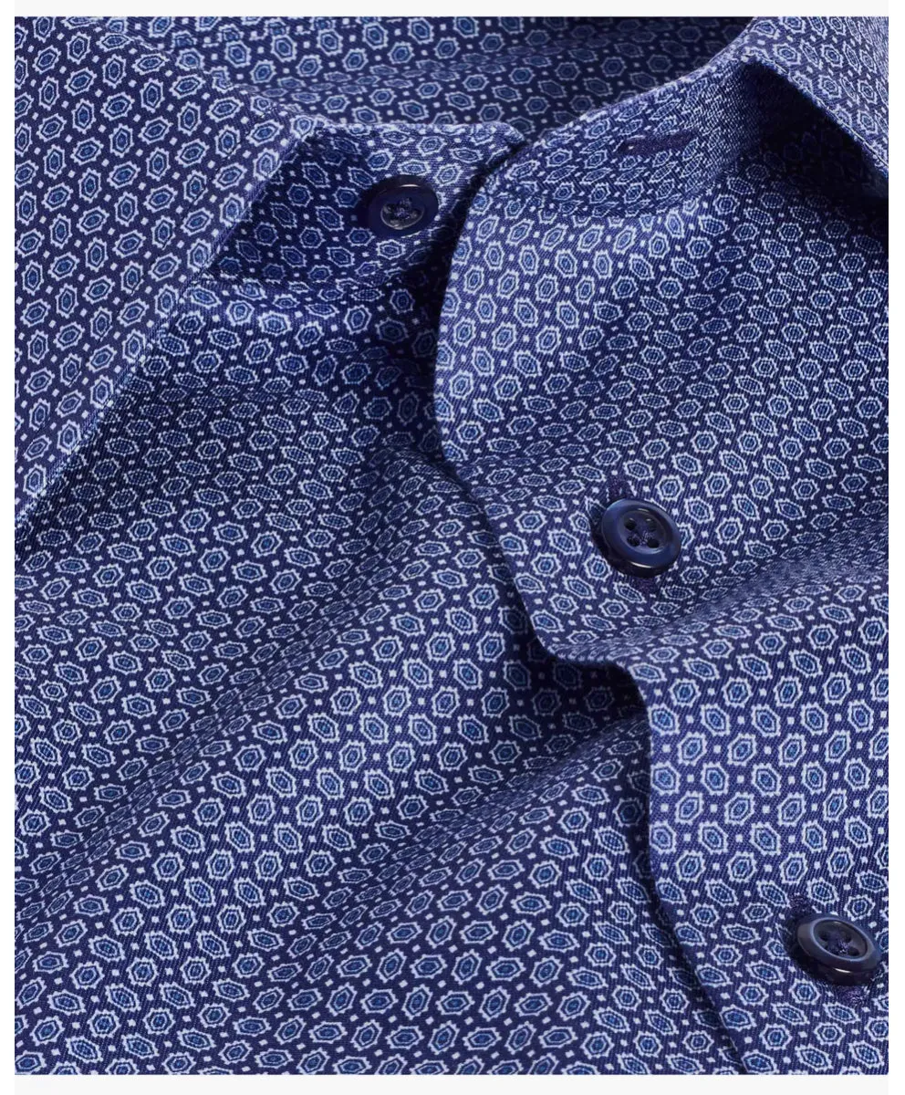 David Donahue Navy Geometric Dress Shirt