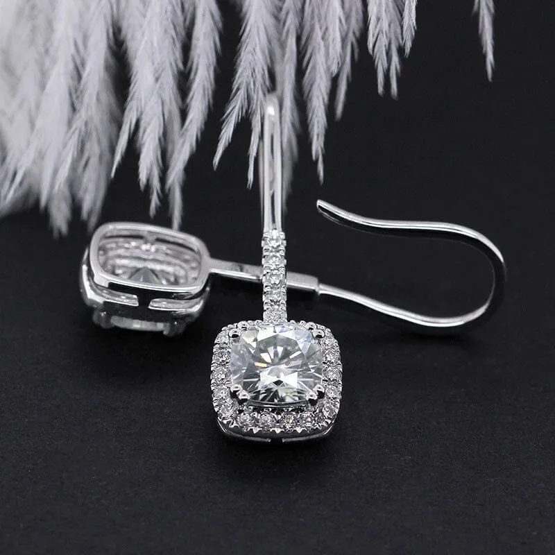 Dazzling Elegant Diamond Drop Earrings - 925 Sterling Silver