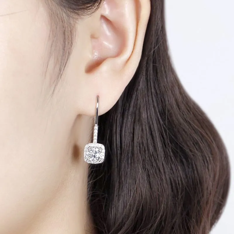 Dazzling Elegant Diamond Drop Earrings - 925 Sterling Silver