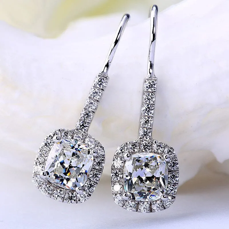 Dazzling Elegant Diamond Drop Earrings - 925 Sterling Silver