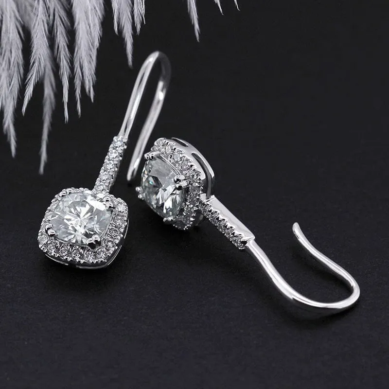 Dazzling Elegant Diamond Drop Earrings - 925 Sterling Silver