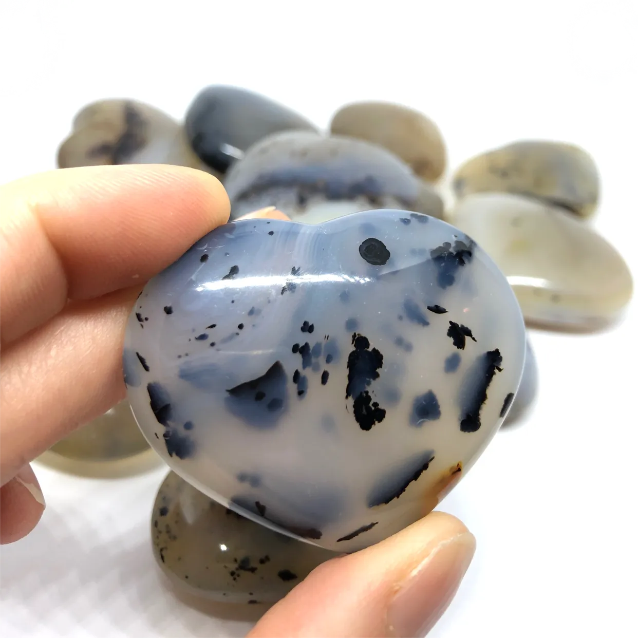 Dendritic Agate Puffed Heart