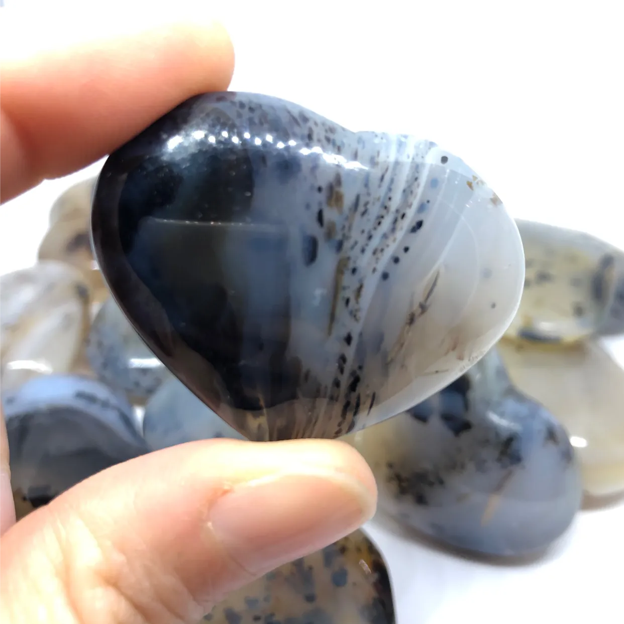 Dendritic Agate Puffed Heart