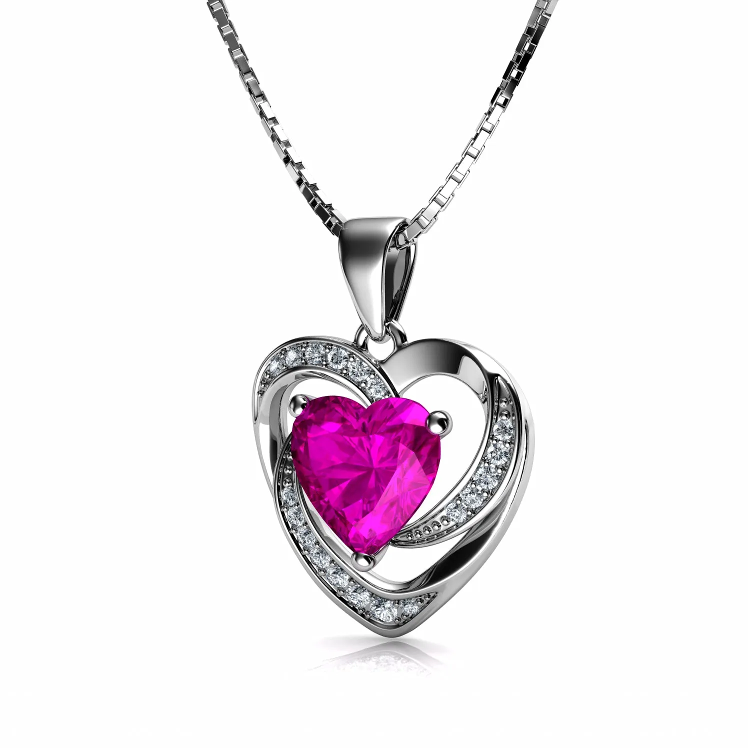 DEPHINI Pink Heart pendant 925 Sterling Silver Heart Pendant CZ