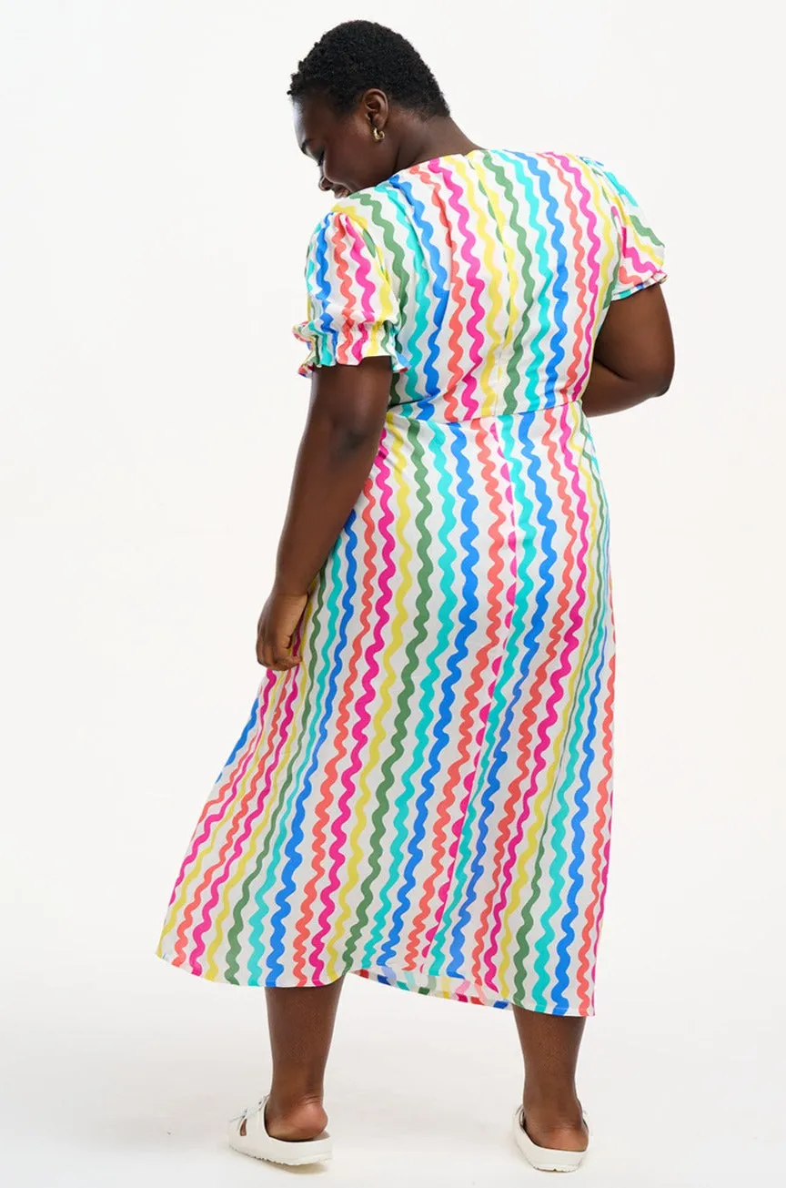 Dilly Midi Tea Dress - Multi, Squiggly Lines