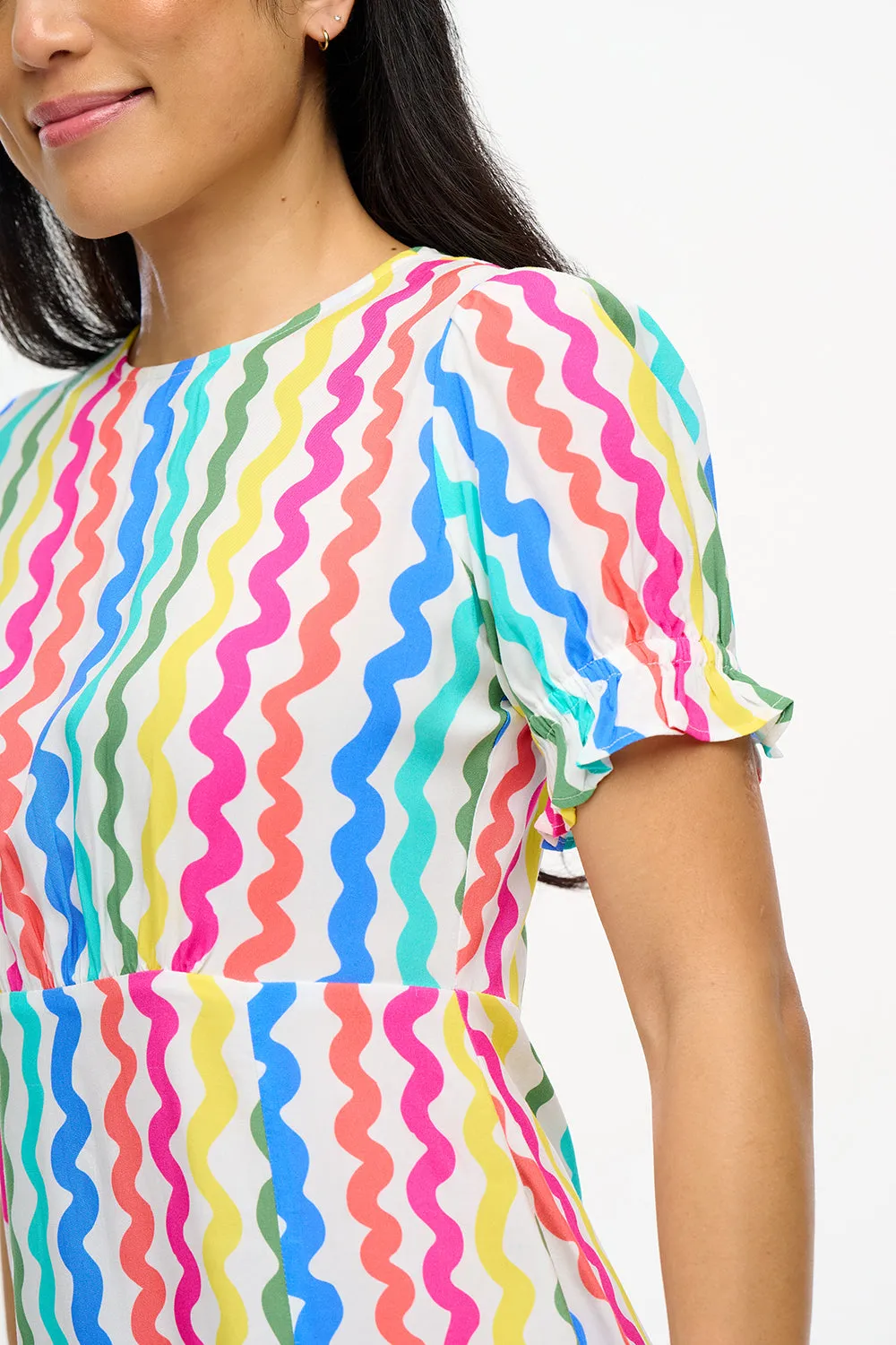 Dilly Midi Tea Dress - Multi, Squiggly Lines