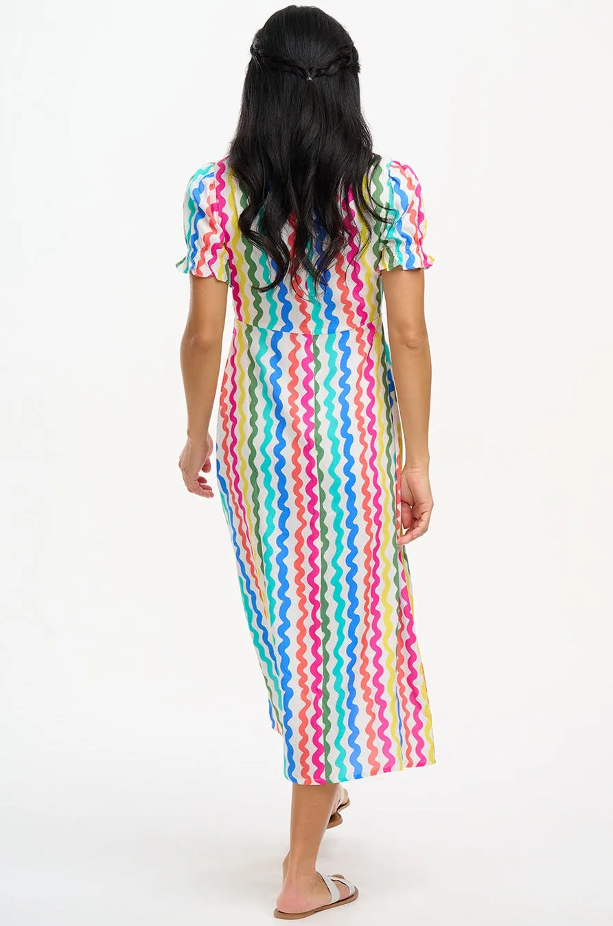 Dilly Midi Tea Dress - Multi, Squiggly Lines