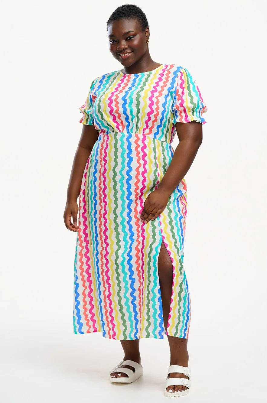 Dilly Midi Tea Dress - Multi, Squiggly Lines