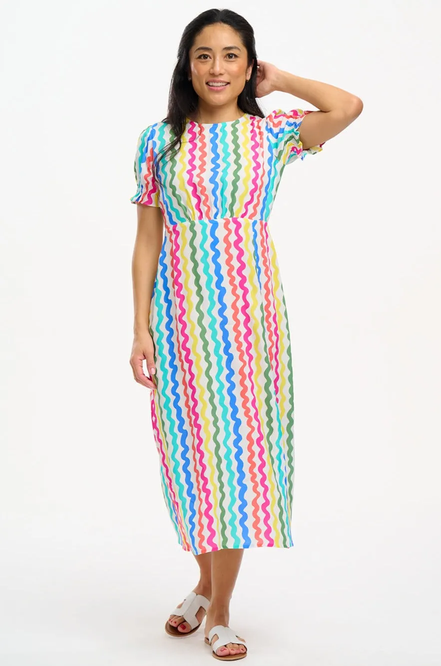 Dilly Midi Tea Dress - Multi, Squiggly Lines